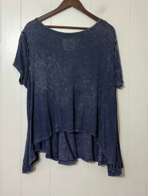 We The Free Free People Mineral Wash Oversized Tunic Tee Blue XS/S Boho thumbnail 1
