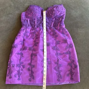 Women’s Purple Short Party Dress Beading Sheer Bodice Corset Back Ties Size 4 thumbnail 9