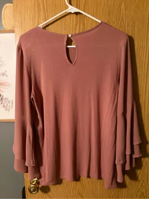 LOFT Women's Dusty Rose Ruffle Sleeve Blouse Med thumbnail 3