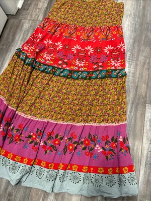 NATURAL LIFE Tiered Floral Boho Retro Maxi Dress L/XL thumbnail 4