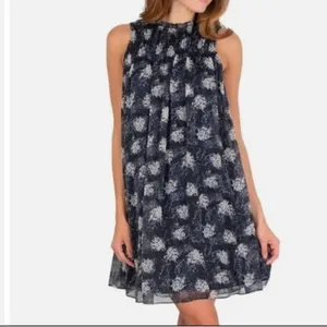Joie Thelen Baltic Print Smocked Mini Dress Navy Blue Floral Sleeveless XL thumbnail 10