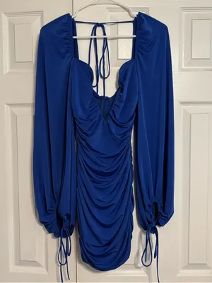 Lucy In The Sky Deep V Shimmer Dress Blue thumbnail 3