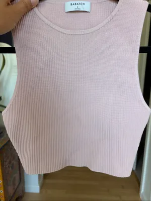 Aritzia Babaton Sculpt Knit Muscle Cropped Tank pink Stretch Size small thumbnail 2
