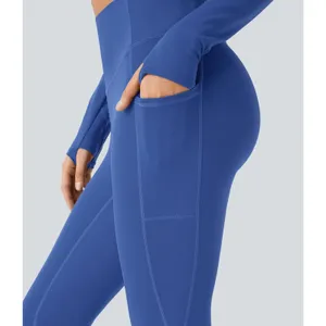 Halara SoftlyZero SoCinched Tummy Control Perforated 7/8 Leggings Beau Blue S thumbnail 5