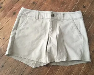 American Eagle tan flat front midi stretch size 4 shorts thumbnail 1