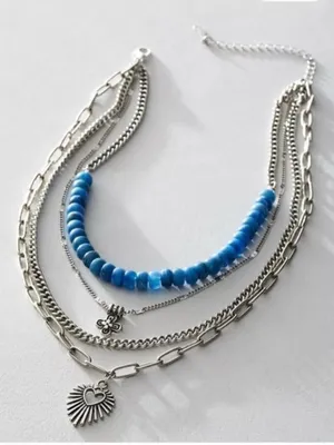 Free People Bohemian Layered Sun Heart necklace Beaded Womens Jewelry thumbnail 3