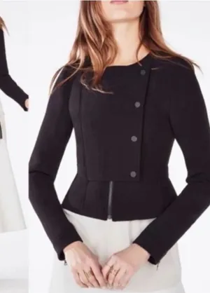 BCBGMaxAzria Jaymes Peplum Moto Jacket Black thumbnail 1