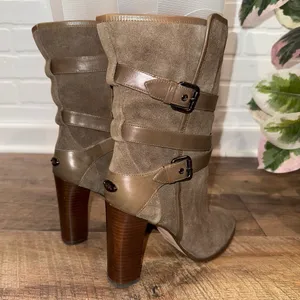 Coach Alexandra Fatigue Green Mid-Calf Bootie Olive Heeled Boots thumbnail 3