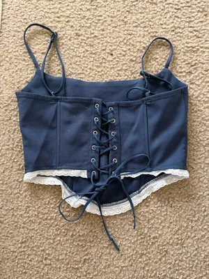 Edikted Lace-Up Corset Top Grey thumbnail 2