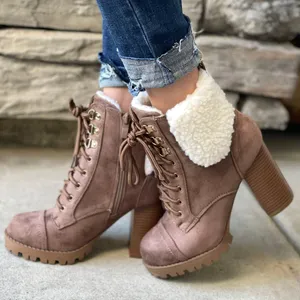 Top Moda Tan Fleece Ankle Lug Sole Bootie thumbnail 1