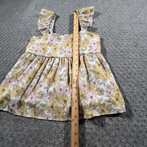 Altar'd State Babydoll Top Women Medium Yellow Pink Floral Ruffle Smocked Boho thumbnail 6