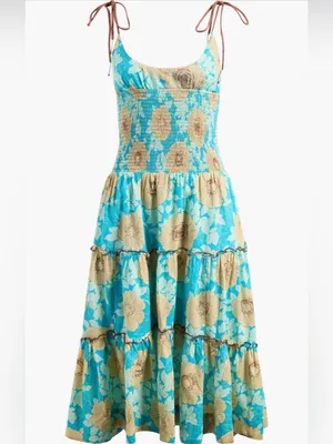 Free People $168 Adriel Floral Tie Strap Tiered Midi Dress XL thumbnail 3