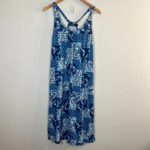Lauren Ralph Lauren Midi Dress Small Blue‎ Floral Side Slits Sleeveless thumbnail 10
