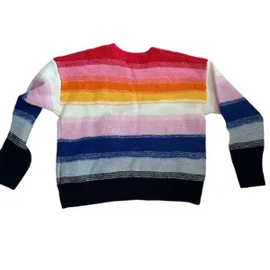 Old Navy Festive Craft Rainbow Striped Sweater - Cozy Knit Blend‎ Vibrant Colors thumbnail 2