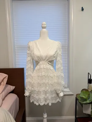 For Love & Lemons Mimi Lace Long Sleeve Mini Dress thumbnail 6