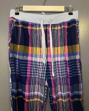 Aerie Pants Womens Small Multicolor Plaid Lounge Jogger Drawstring Cuffed Sleep thumbnail 1