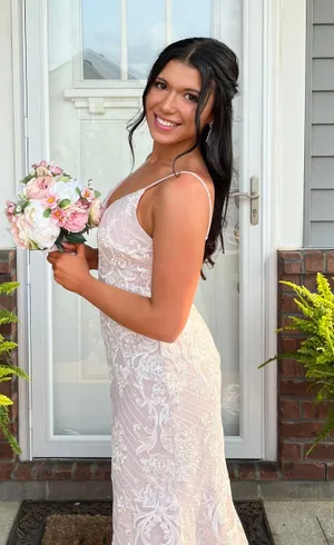 Blush Prom White and Pink Prom Dress thumbnail 4