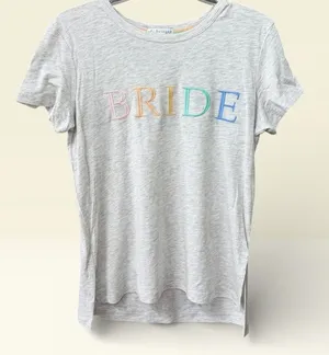 PJ Salvage BRIDE Pastel Embroidered Tee Size XS Casual Lounge Wedding thumbnail 1