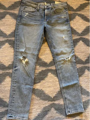 Rag & Bone JEAN Ankle Skinny Jeans Distressed Knee Rip Size 29 Light Wash thumbnail 1