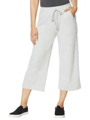 NWT Modern Soul Women's French Terry Cropped Pants W/Pockets Medium Heather Gray thumbnail 1