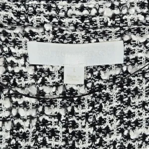 Adyson Parker Womens Blazer Jacket Black White Textured Open Front Long Sleeve L thumbnail 3