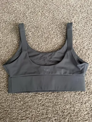 TAVI Longline Sports Bra Small Gray Scoop Neck Low Medium Support Activewear thumbnail 4