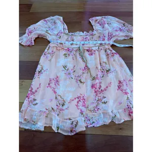 NWOT Free People Mini Dress Womens Peach Floral Ruffle Puff Sleeve S thumbnail 5
