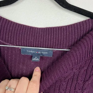 Tommy Hilfiger Womens Boat Neck Cable Knit Sweater‎ Purple Plum Sz M thumbnail 4