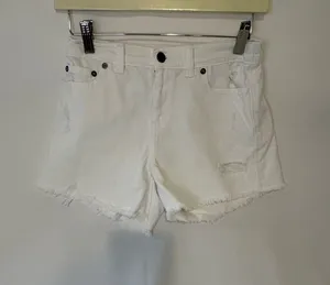 aerie White Distressed Denim Cutoff Shorts thumbnail 1