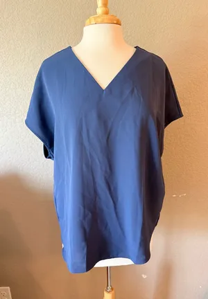 Design Collective Blue V Neck Dolman Sleeve Blouse Top L thumbnail 1