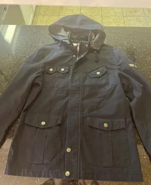 Wenven Woman's Black Coat‎ Jacket Parka Hood Military Style Sz Sm Pockets Patch thumbnail 1
