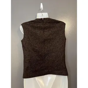 Handmade Womens 2 Piece Skirt Set Brown Metallic Sleeveless Top Midi Skirt Evening Party thumbnail 5