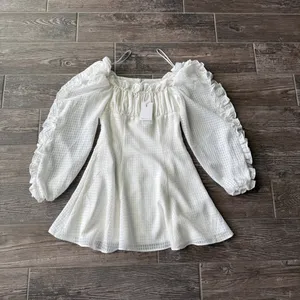 C/MEO Perfect Part White Ruffled Long Sleeve Mini Dress thumbnail 3