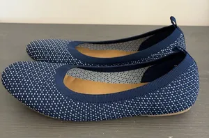 Seychelles knit ballet flats round-toe stretch knit upper‎ navy white dot 8.5 thumbnail 1
