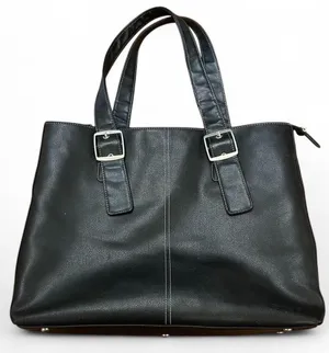 Classic Black Tote Bag with Buckle Straps Size OS thumbnail 1