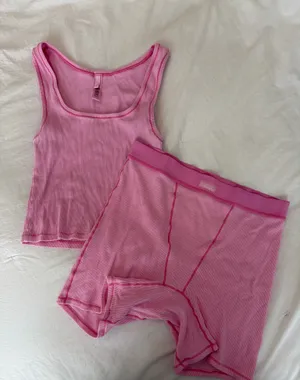 SKIMS Cotton Rib Tank and Boxer Shorts Set thumbnail 3