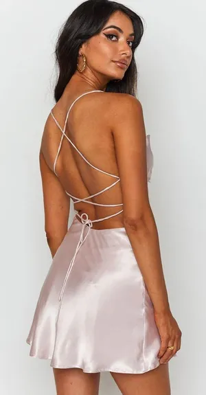 Beginning Boutique Satin Pink Dress thumbnail 3