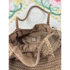 The Sak Crochet‎ Tote Bag Brown Hobo Shoulder Bag thumbnail 8