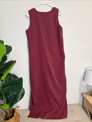 Sleeveless Maxi Dress in Deep Red plaid/gingham 10 thumbnail 6