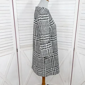 Zara Houndstooth Check Bell Cuff Shift Mini Dress Black Cream Medium‎ thumbnail 6