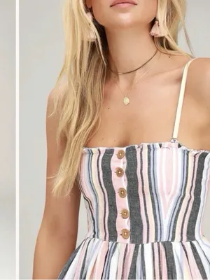 Free People Lilah pleated tube midi dress multi lined size small thumbnail 2
