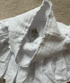 Blanco By Nature White Linen Mini Skirt Ruffle Medium thumbnail 2