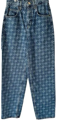 Urban Outfitters iets frans Monogram Denim Baggy Boyfriend High Rise Jeans Women’s Size 27 thumbnail 3