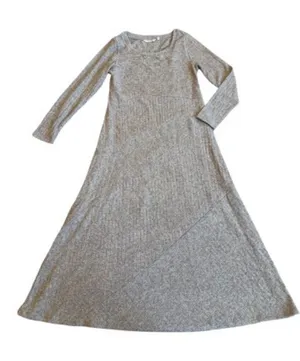 Soft Surroundings Beige Ribbed Knit Sweater Dress Long Sleeve Midi Medium Womens thumbnail 1