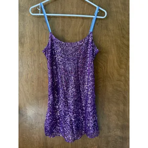 Free People Sz S Sheer Purple Open Back Sequin Slip Dress Y2K Party Layering 90s thumbnail 4