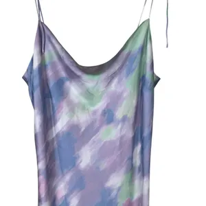 NWT Skies Are Blue Watercolor Abstract Slip Dress Purple Satin Cowl Neck Size XL thumbnail 3