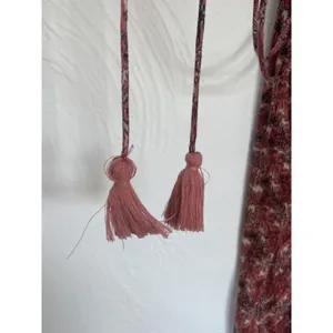 Zara Trafaluc Pink Floral Short Crinkle Sun Romper‎ V Neck Tassel Tie Size XS thumbnail 4
