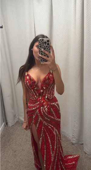 Ashley Lauren Red Prom Dress thumbnail 2