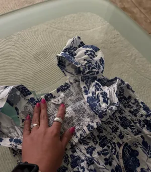 THML Blue and White Smocked Sundress thumbnail 4