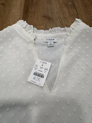 Nwt 🌟 J. Crew 🌟 Swiss Clip Dot Chiffon Blouse With Ruffle Detail White Sz S thumbnail 2